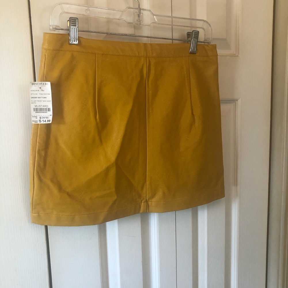 Shinestar Yellow Faux Leather Mini Skirt